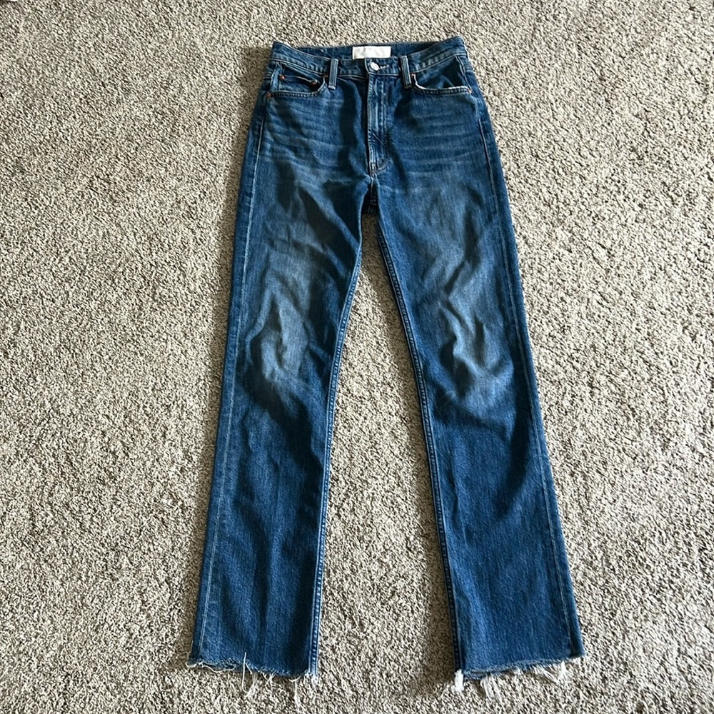 Mother High Waisted Rider Skimp Frey Hem